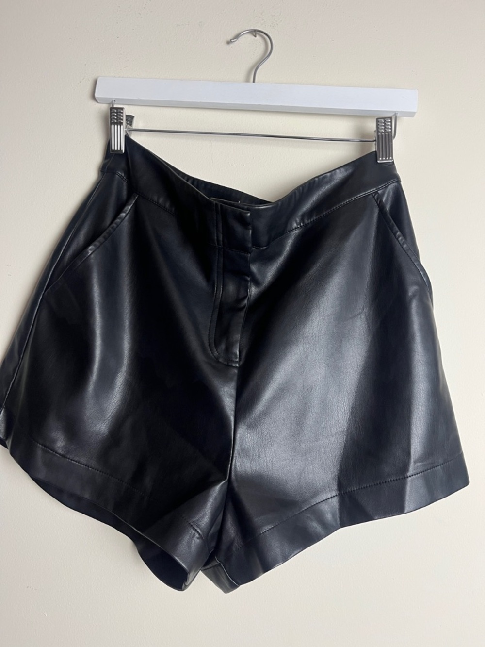 Black Faux Leather Women’s Shorts